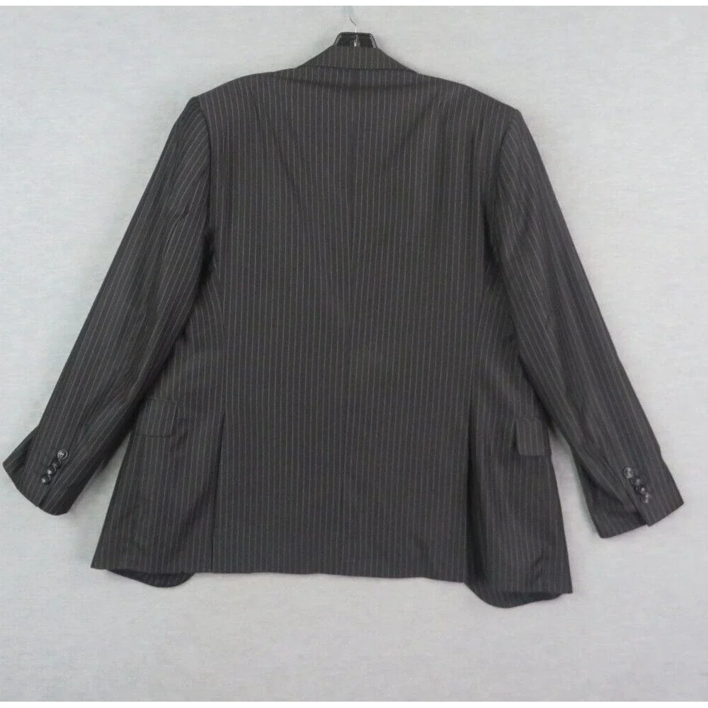 Giorgio Armani Le Collezioni Mens Blazer 48 Black‎ Pinstripe Wool Sport Coat
